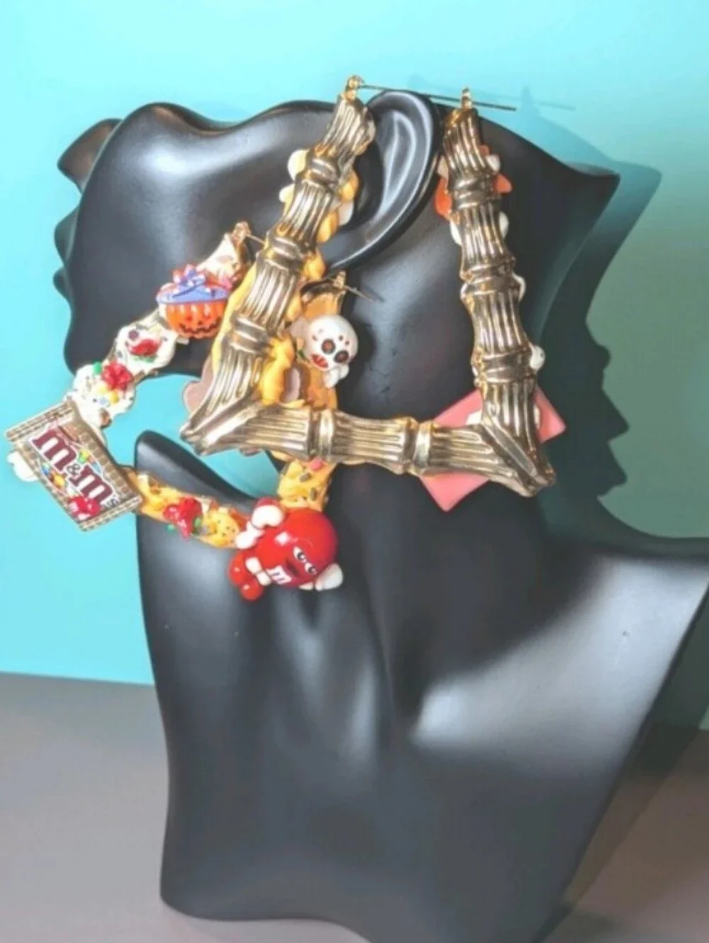 Hand CRAFTED Halloween Charm Statement Hoops - Multicolor